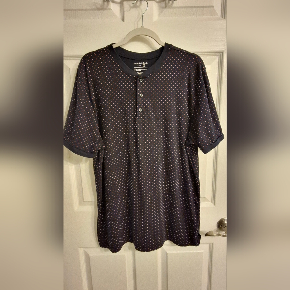 Paper Denim & Cloth Navy Blue Polka Dot Button Down Shirt